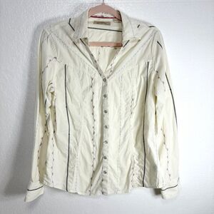 Natural Reflections Top Womens L Floral Stripe Pearl Snap Western Cowgirl Blouse